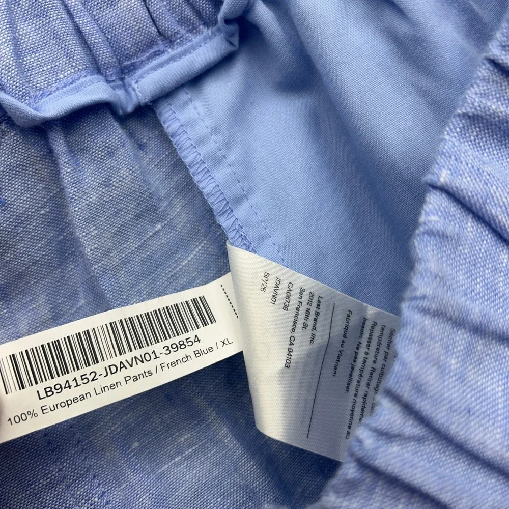 Quince European Linen Pants Womens XL French Blue Elastic Waist Pocket